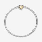 gewölbtes goldenes Herz-Verschluss Schlangen-Gliederarmband – Bild 5