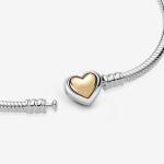 gewölbtes goldenes Herz-Verschluss Schlangen-Gliederarmband – Bild 6