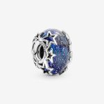 Galaxis blau & Stern Murano-Glas Charm