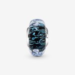 welliges dunkelblaues Ozean Murano-Glas Charm – Bild 2